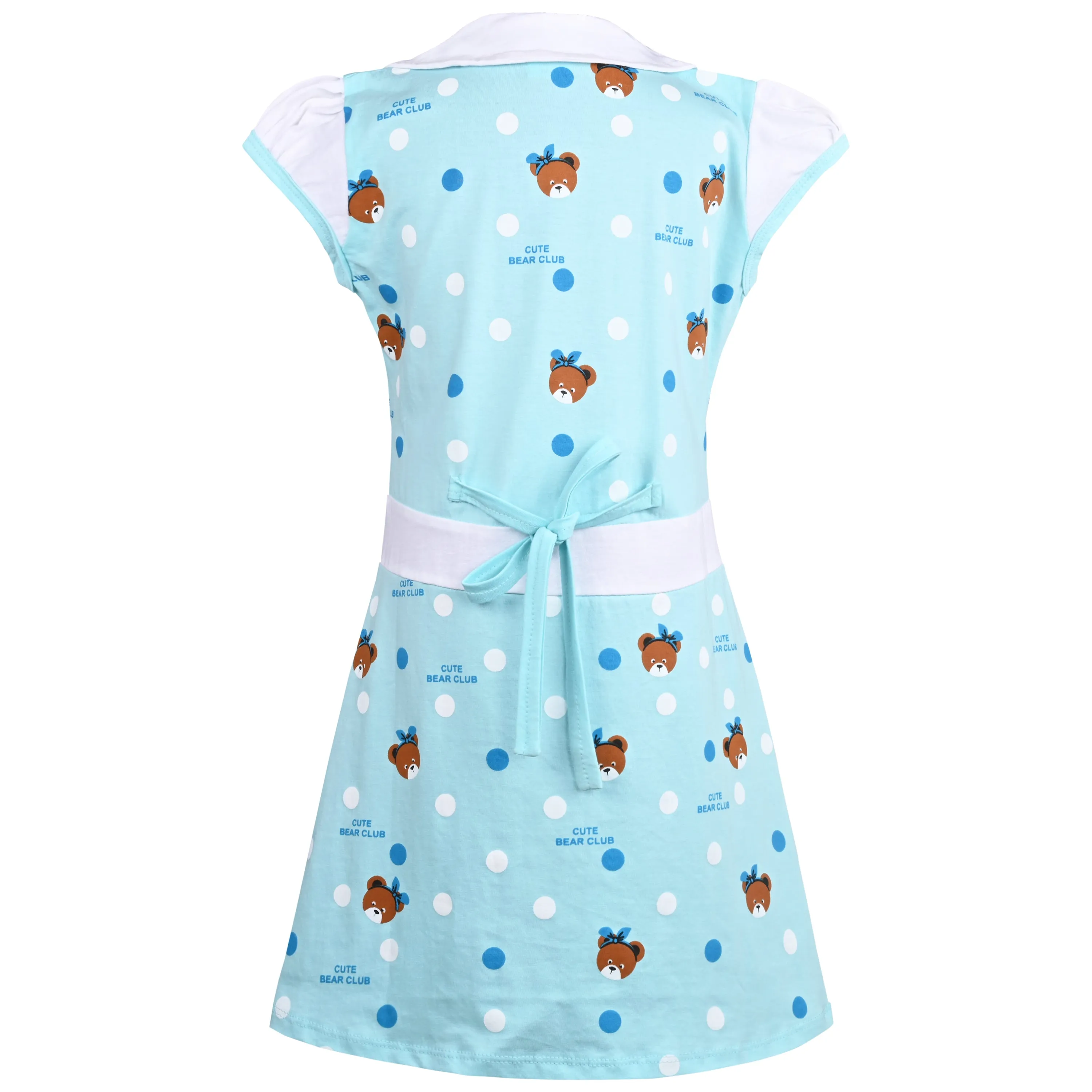 Girls Animal Printed Fit and Flare Cap Sleeve Frock Dress