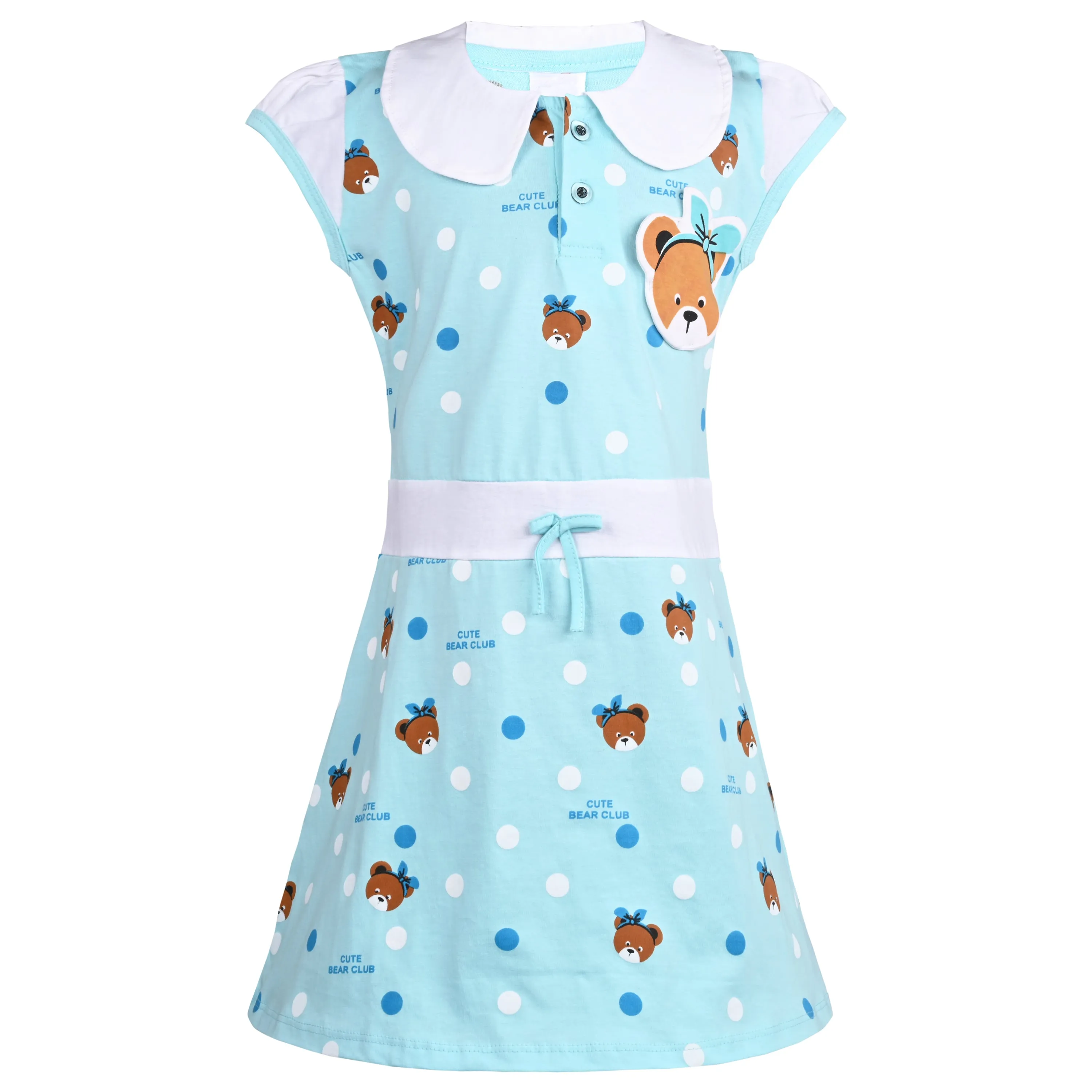 Girls Animal Printed Fit and Flare Cap Sleeve Frock Dress