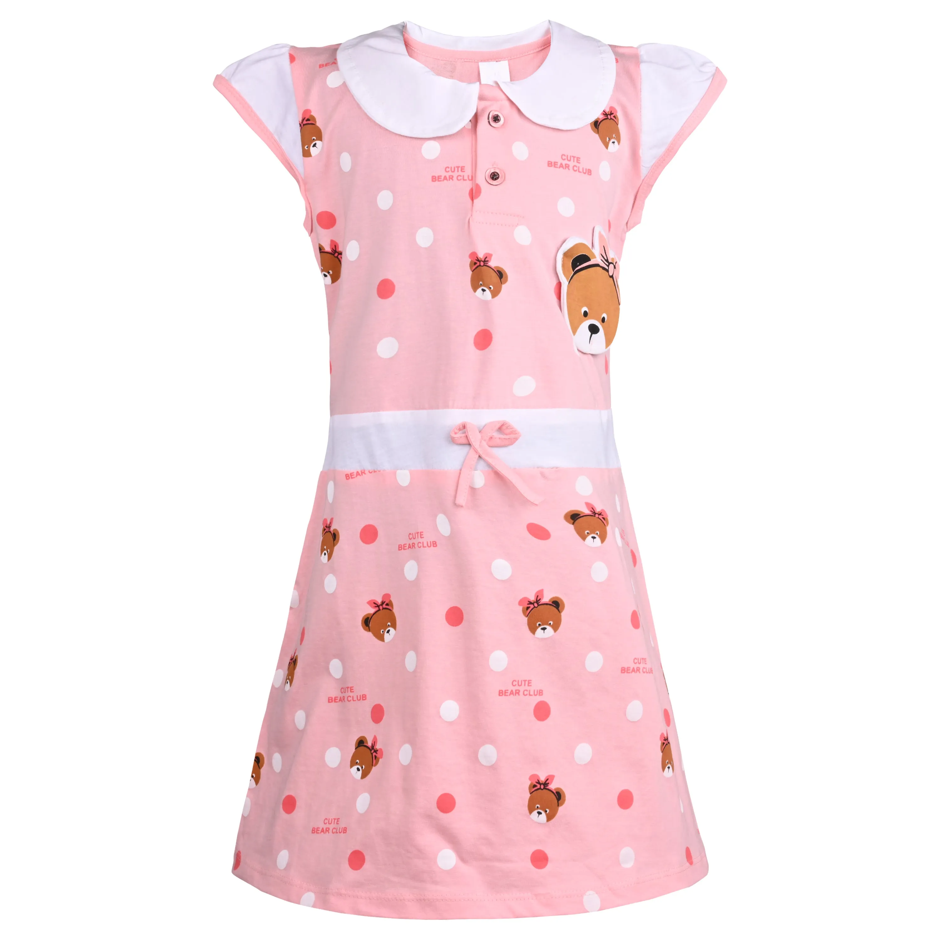 Girls Animal Printed Fit and Flare Cap Sleeve Frock Dress