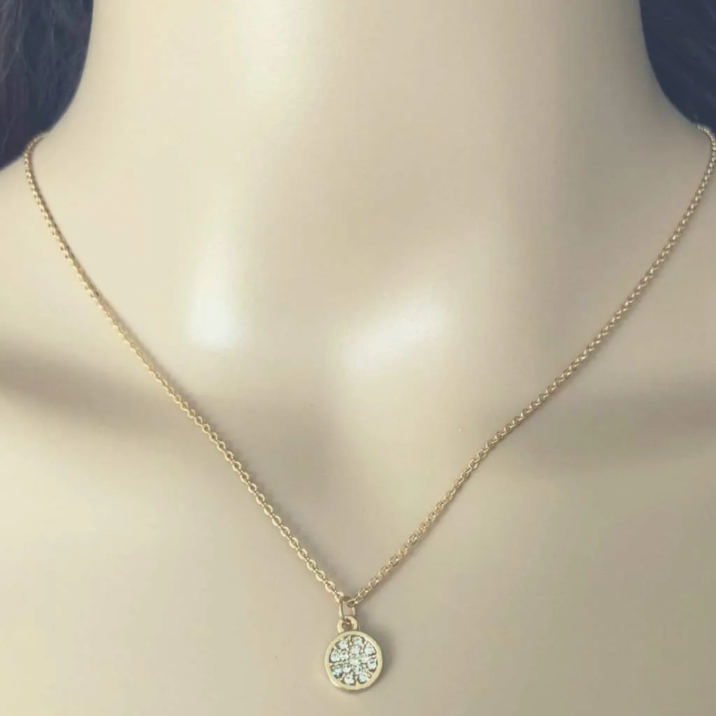 Gold and Crystal Flower Pendant Necklace