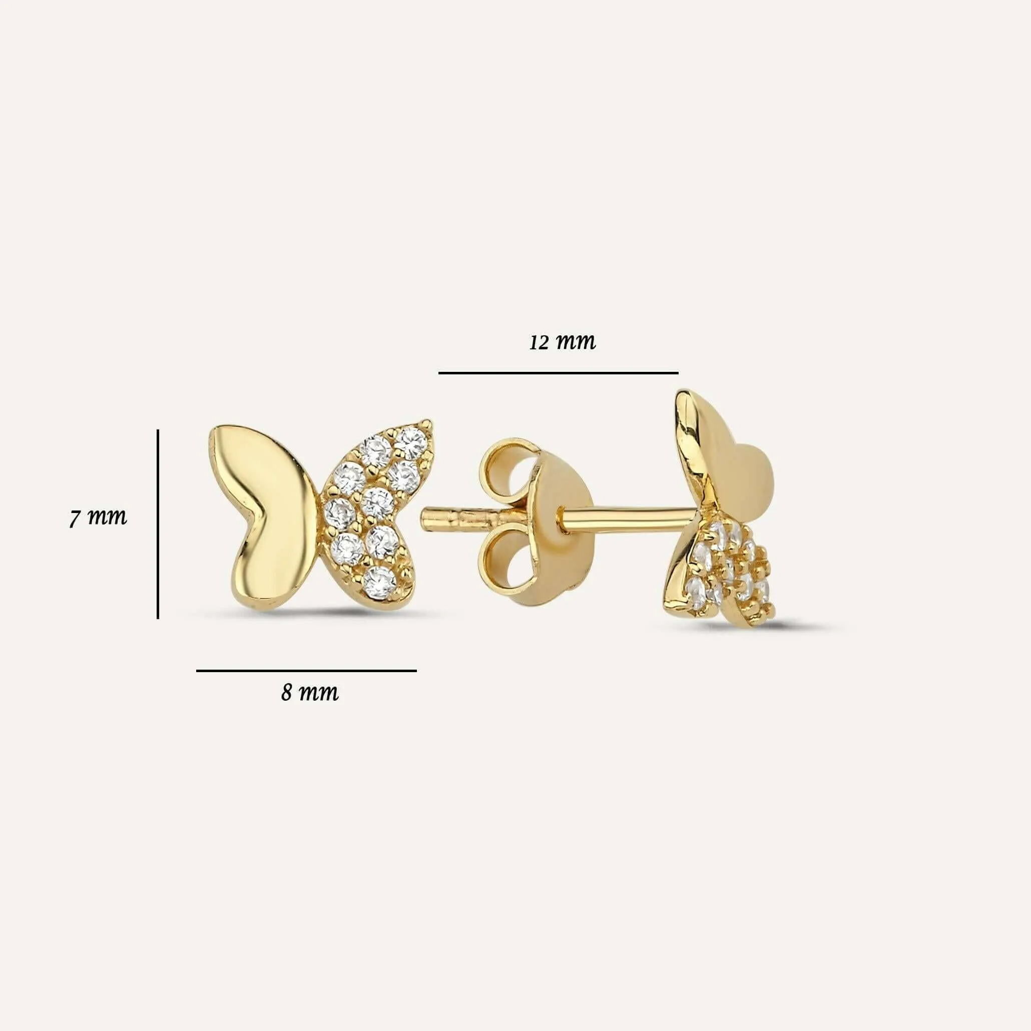 Gold Butterfly Earrings | 14K Solid Gold