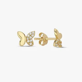 Gold Butterfly Earrings | 14K Solid Gold