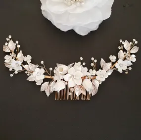 Gold Flower Hair Comb for Weddings -Daffodil