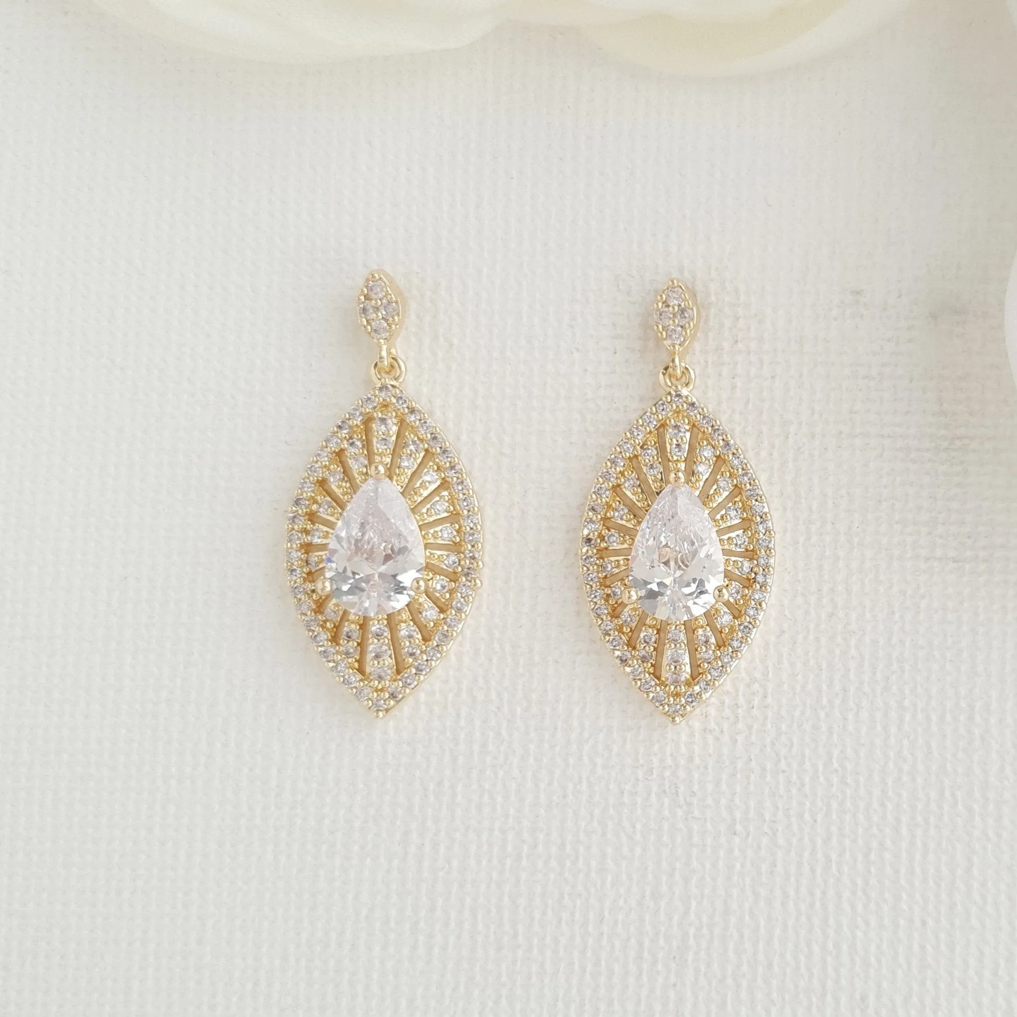 Gold Short Drop Earrings-Zoey