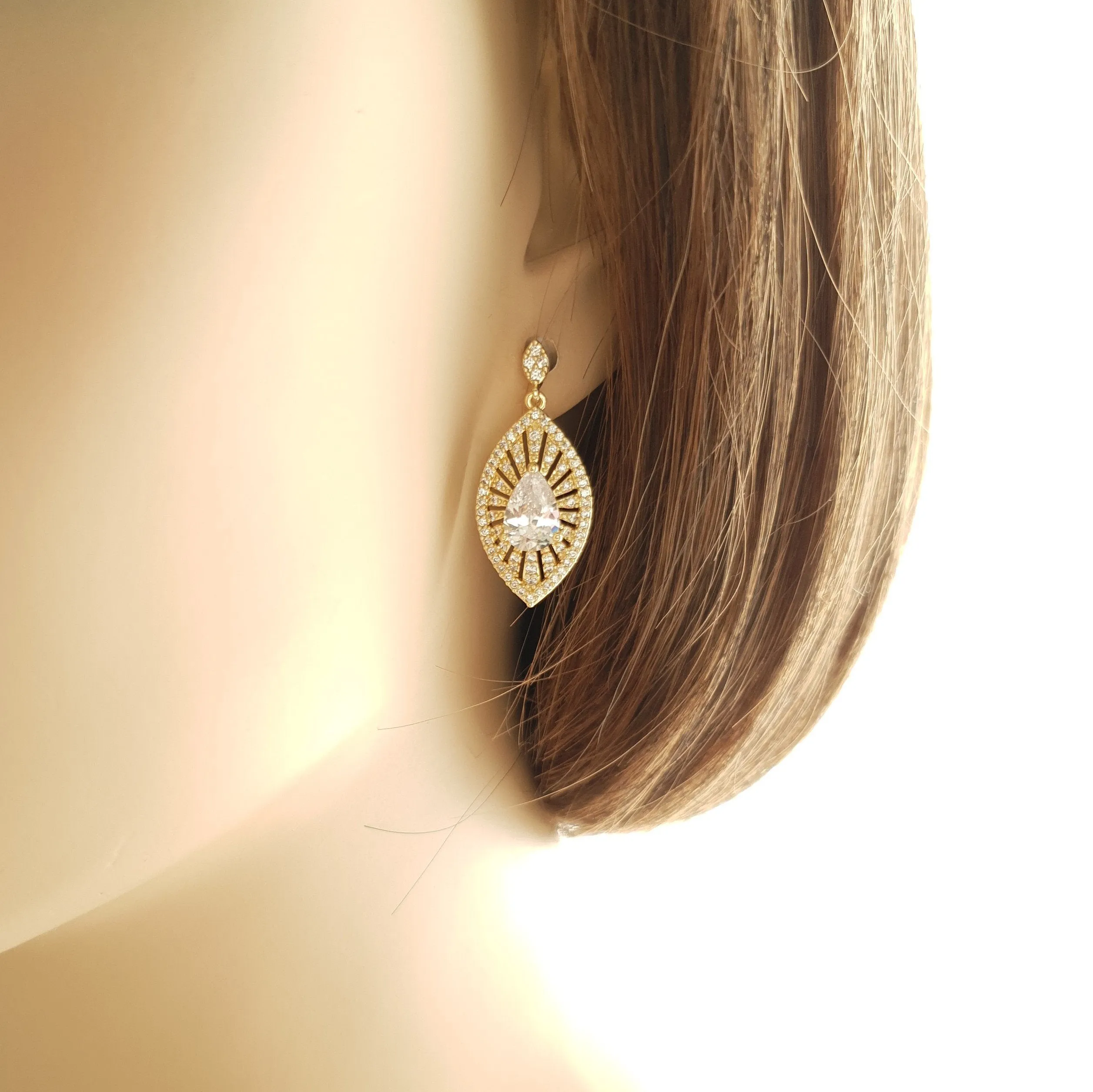 Gold Short Drop Earrings-Zoey