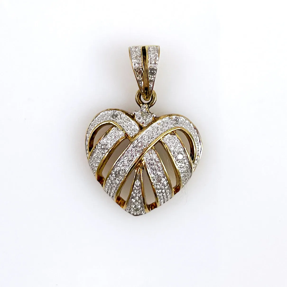 Gold Vermeil & Diamond Heart Pendant Sterling