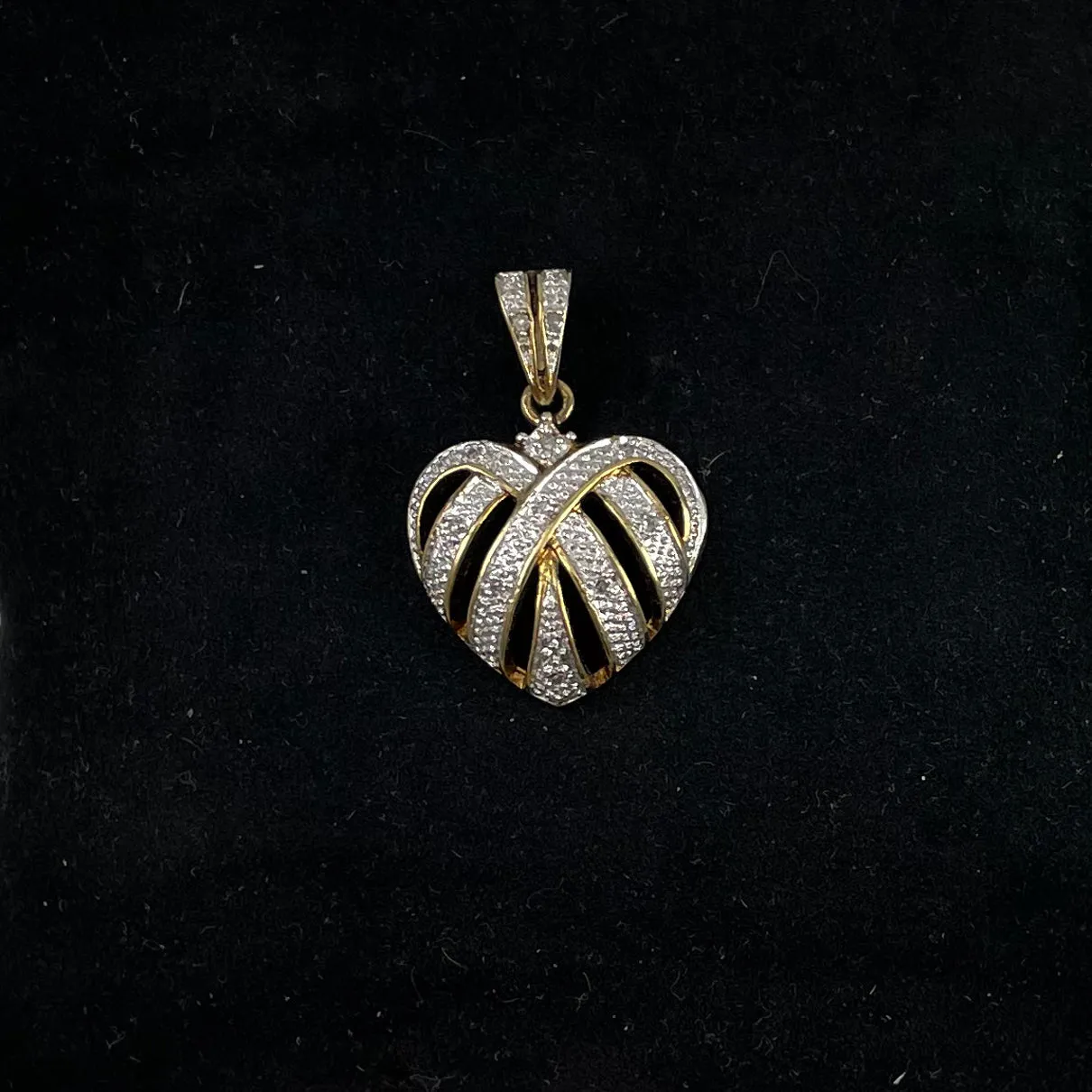 Gold Vermeil & Diamond Heart Pendant Sterling