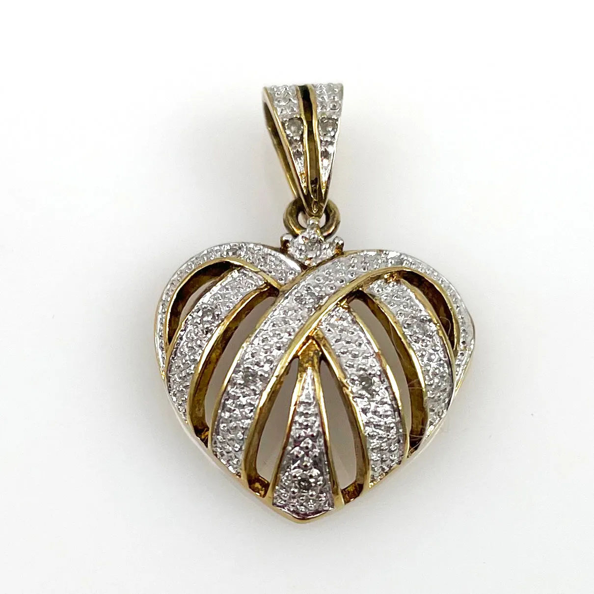 Gold Vermeil & Diamond Heart Pendant Sterling