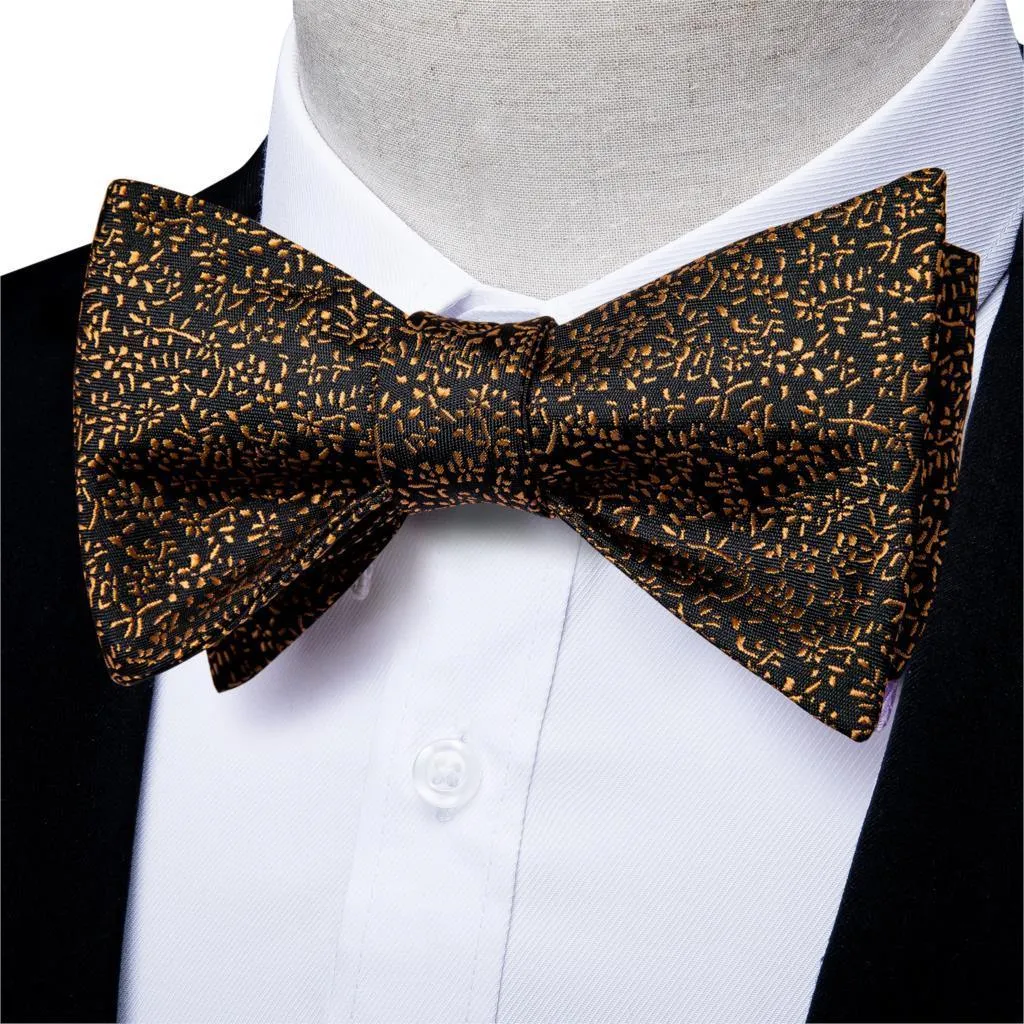 Golden Leaves Silk Bow Tie Set