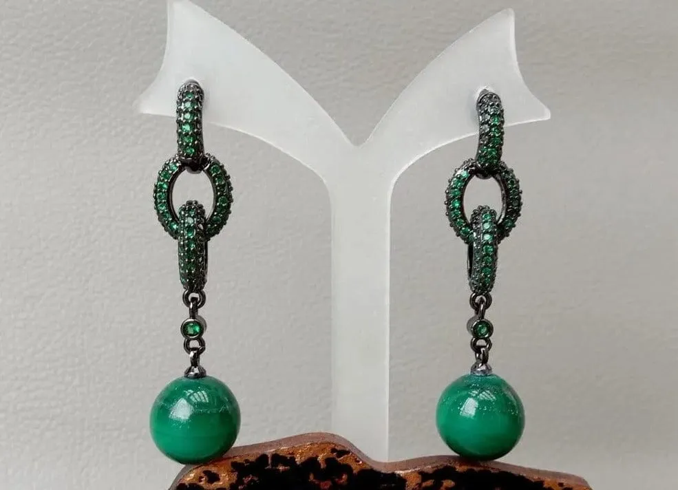 Green Malachite Stud Earrings