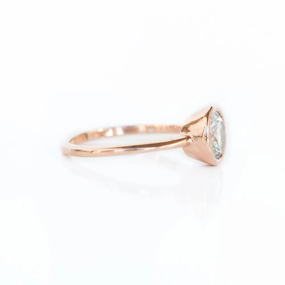 Grey Moissanite Rose Gold Bezel Set Solitaire Ring