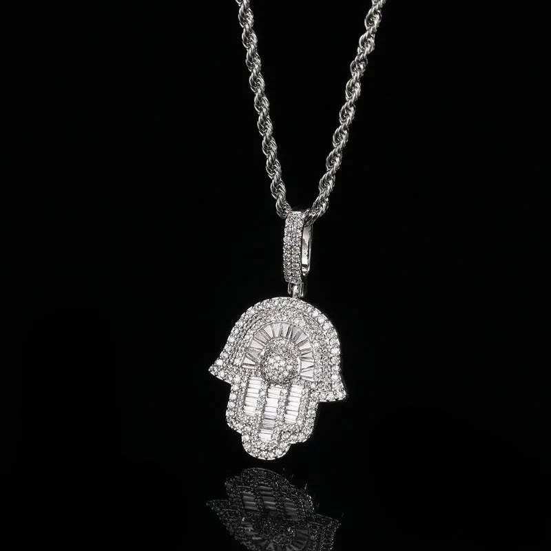 Hand of Fatima Full CZ Pendant