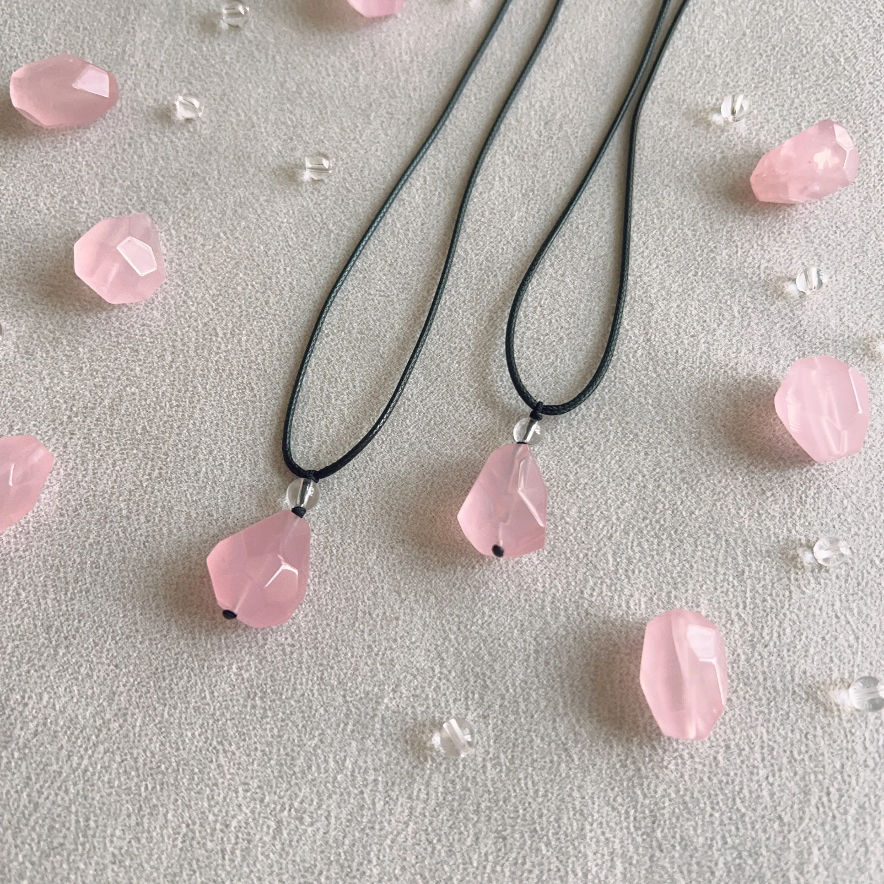 High Quality Free-formed Faceted Rose Quartz Pendant Necklace | Handmade Heart Chakra Jewelry Improve Your Love Life and Relationship