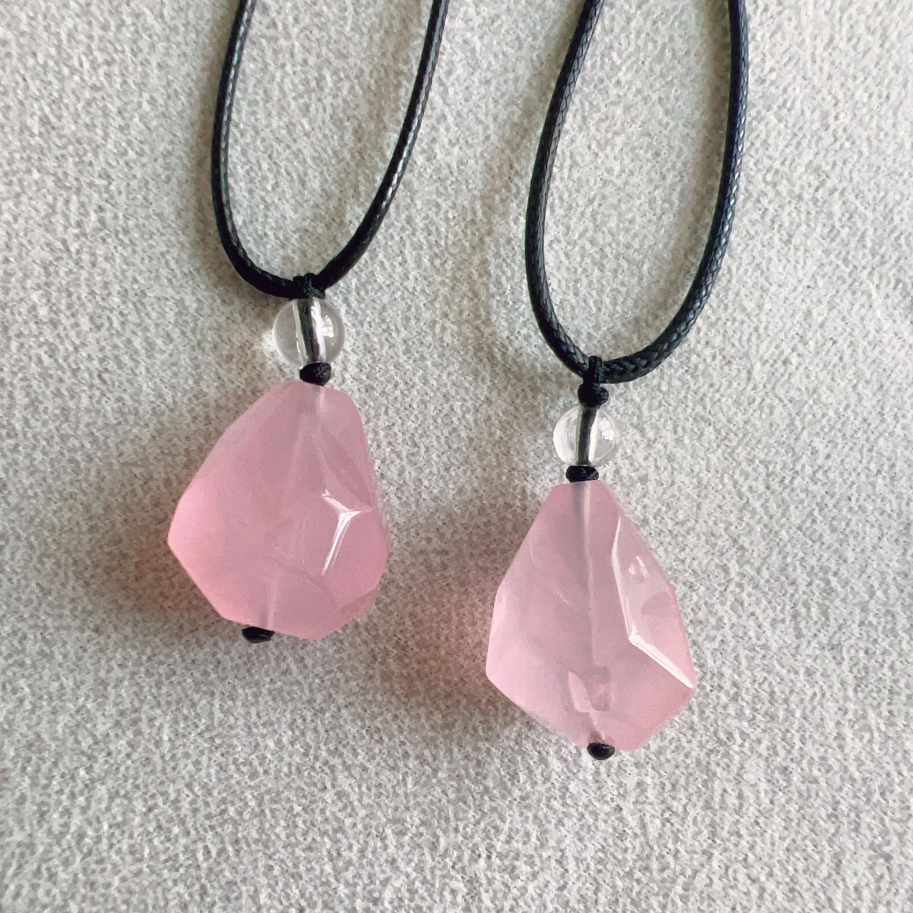 High Quality Free-formed Faceted Rose Quartz Pendant Necklace | Handmade Heart Chakra Jewelry Improve Your Love Life and Relationship