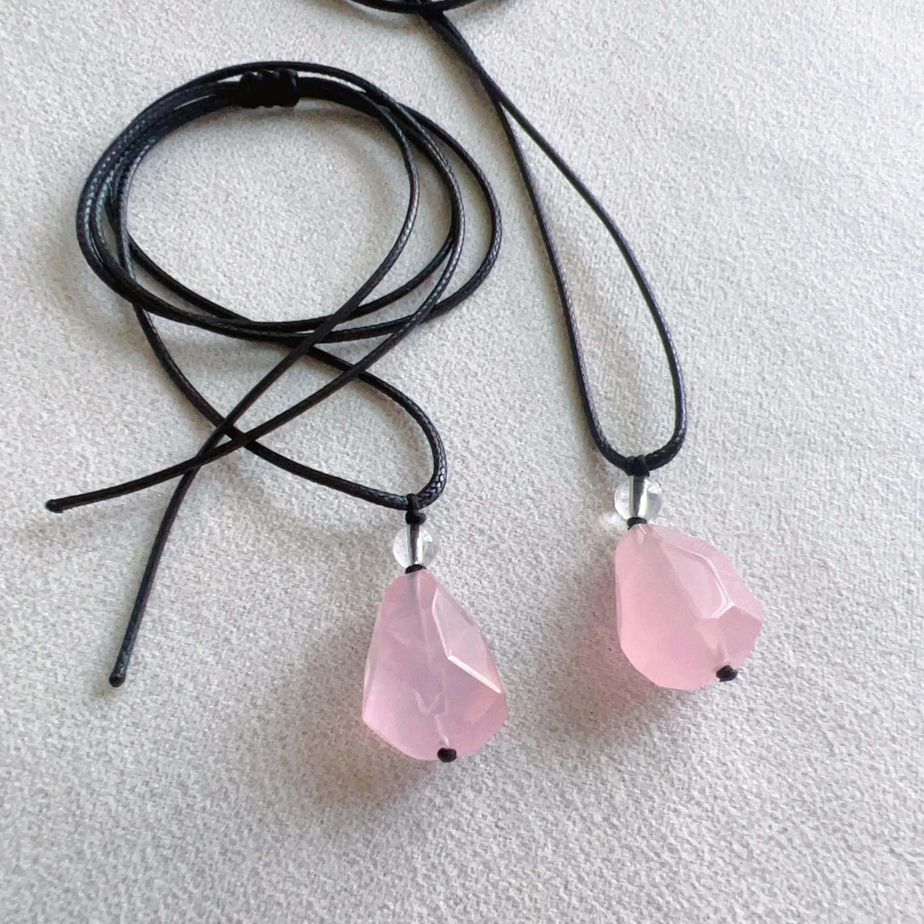 High Quality Free-formed Faceted Rose Quartz Pendant Necklace | Handmade Heart Chakra Jewelry Improve Your Love Life and Relationship