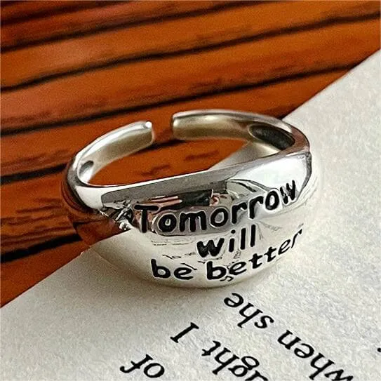 Hipster Curved Letter Vintage Plain Ring