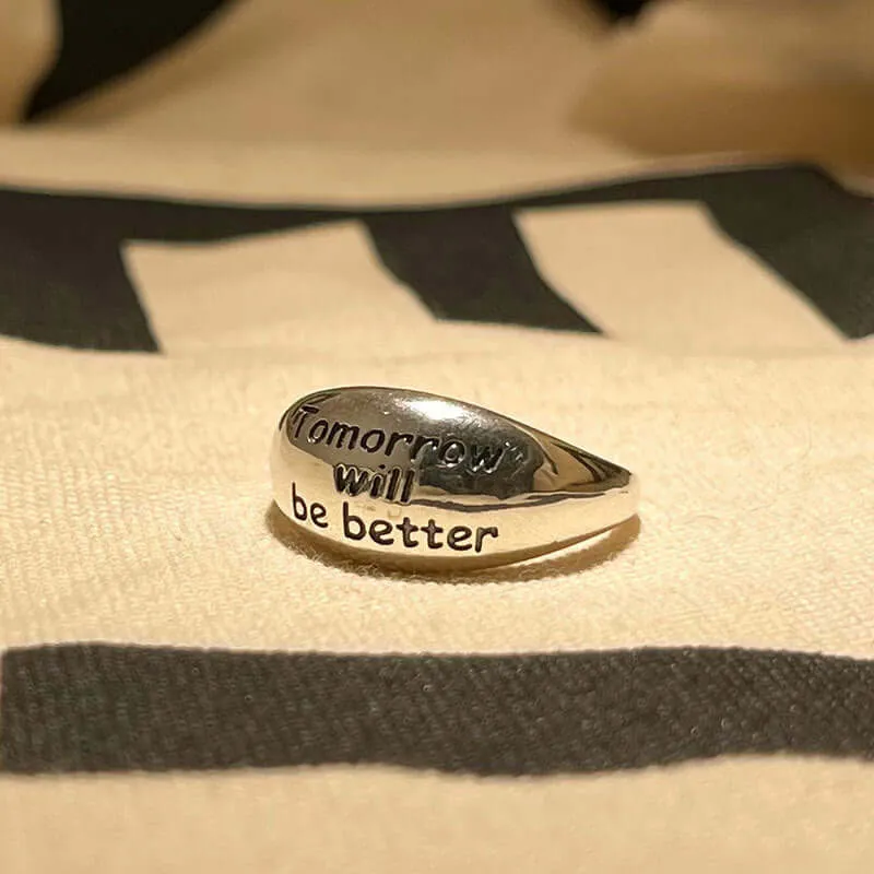 Hipster Curved Letter Vintage Plain Ring