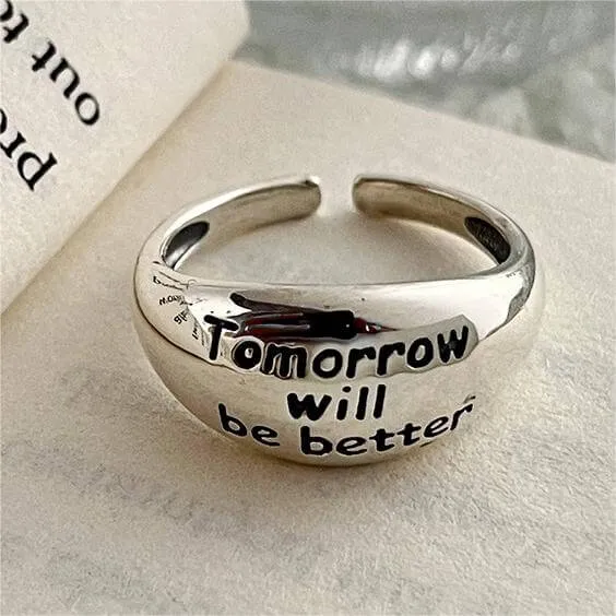 Hipster Curved Letter Vintage Plain Ring