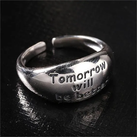 Hipster Curved Letter Vintage Plain Ring