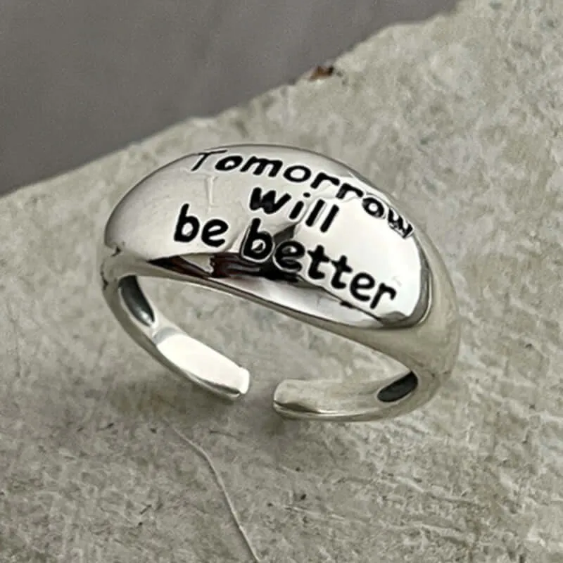 Hipster Curved Letter Vintage Plain Ring