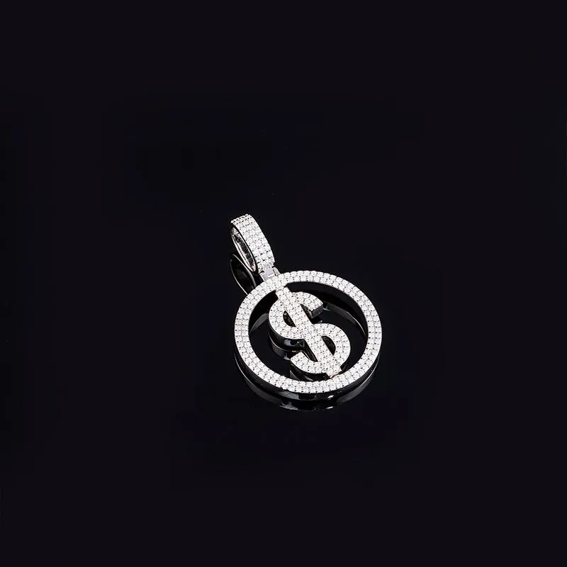 ICEZEUS 925 Sterling Silver Moissanite Spin $ Pendant