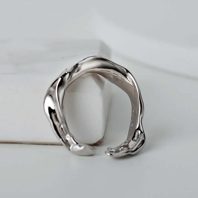 Irregular Convex 925 Sterling Silver Claw Band Ring for Women