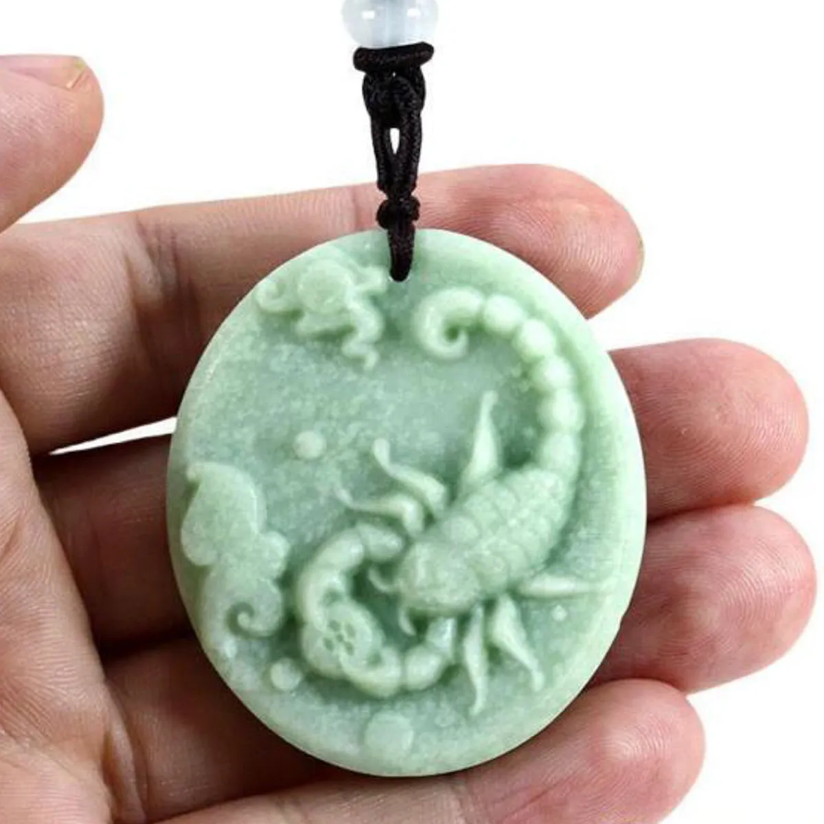 Jade Scorpion / Scorpio Pendant Necklace #122-1230