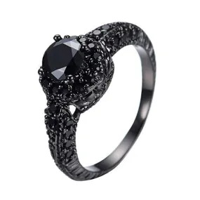 Jewelry Black Cubic Zircon Black Onyx Stone Engagement Wedding Rings for Women