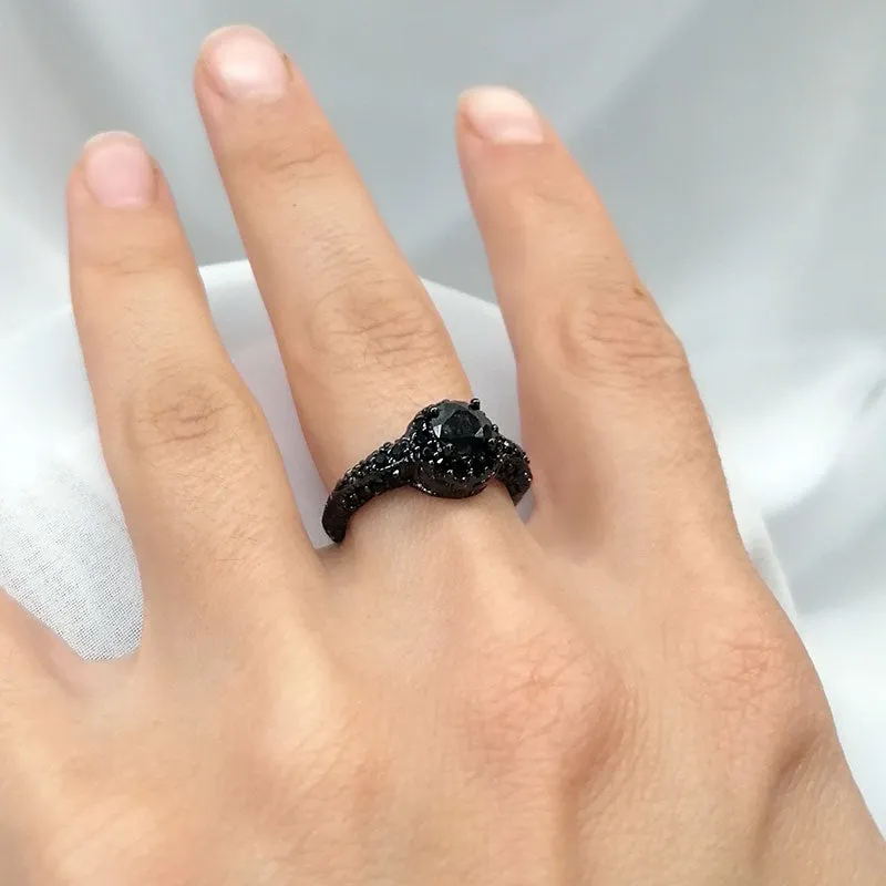 Jewelry Black Cubic Zircon Black Onyx Stone Engagement Wedding Rings for Women