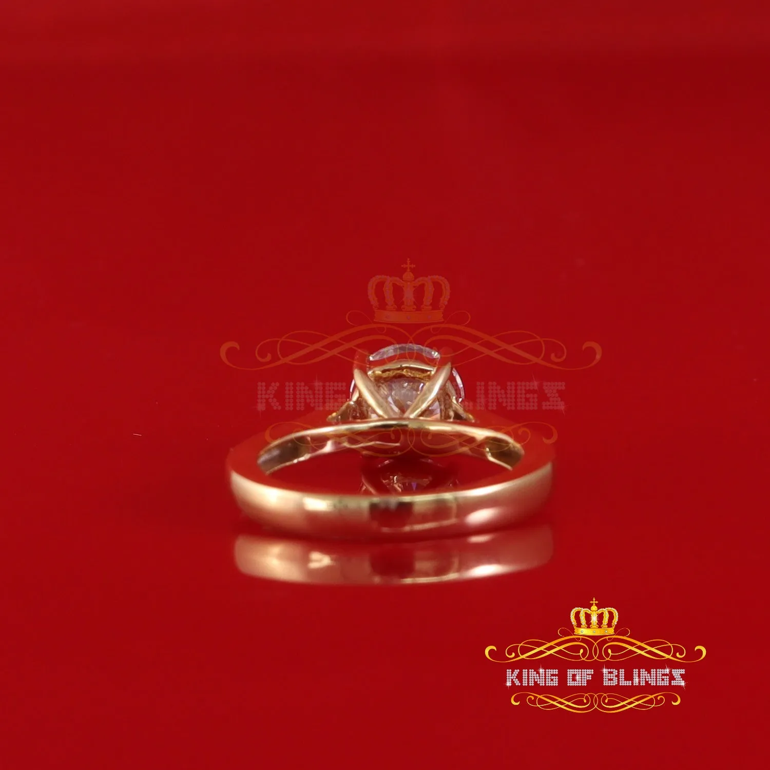 King Of Blings  10K Yellow Gold 2.00CT VVS' 'FL' D clr Round Solitaire Moissonite Womens Ring S/7