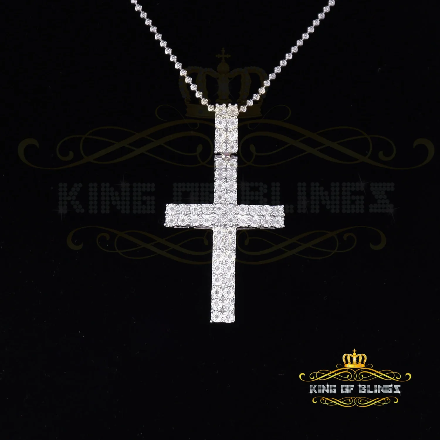 King Of Bling's Real 0.33ct Diamond Sterling Silver CROSS White Charm Fashion Necklace Pendant