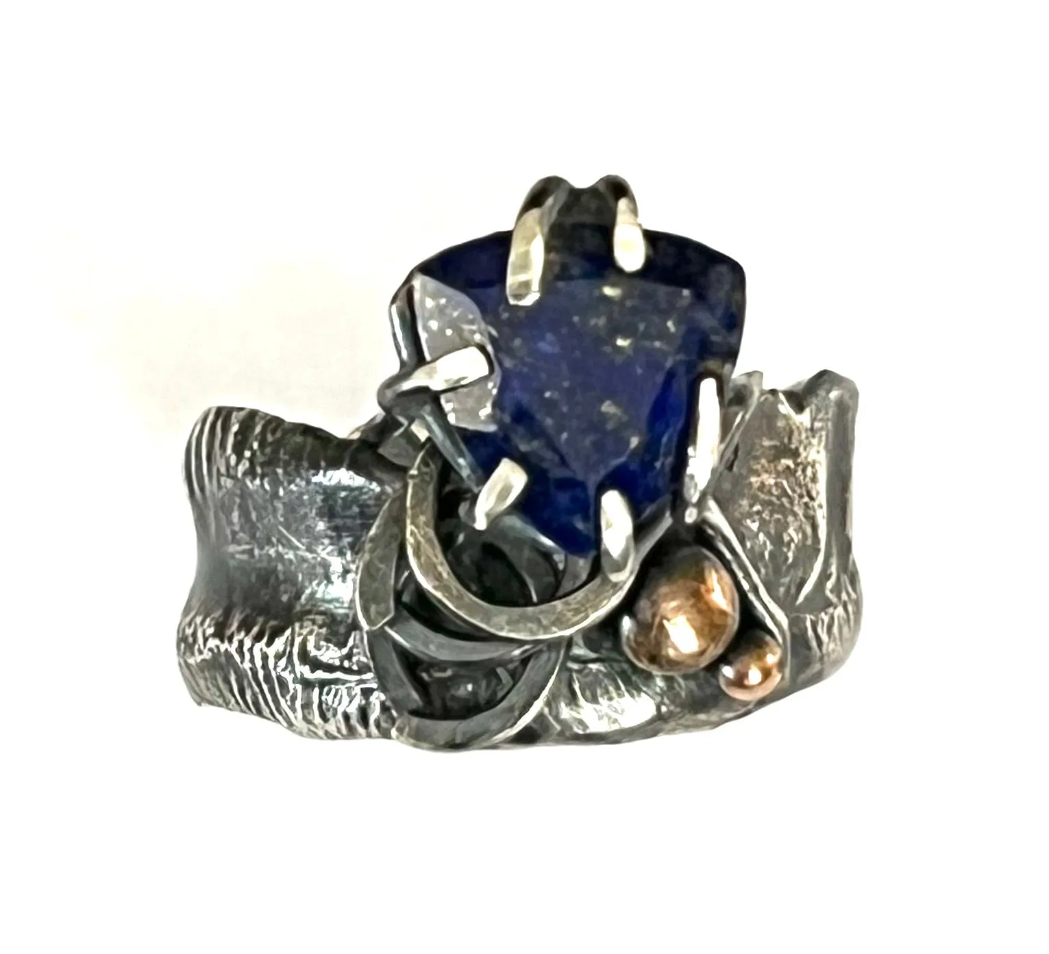 Lapis Silver and Bronze Ring