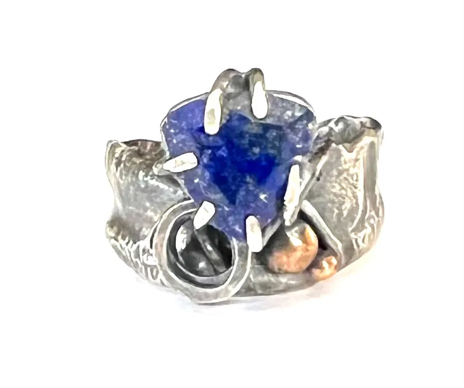 Lapis Silver and Bronze Ring