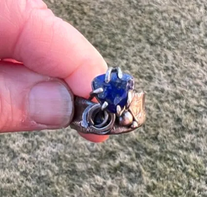 Lapis Silver and Bronze Ring