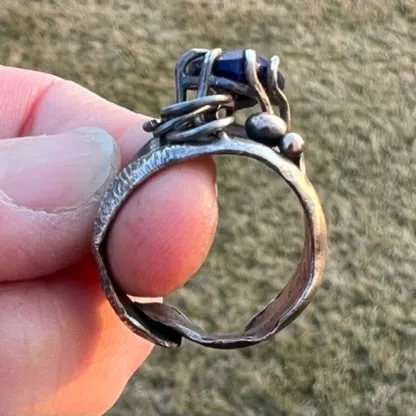 Lapis Silver and Bronze Ring