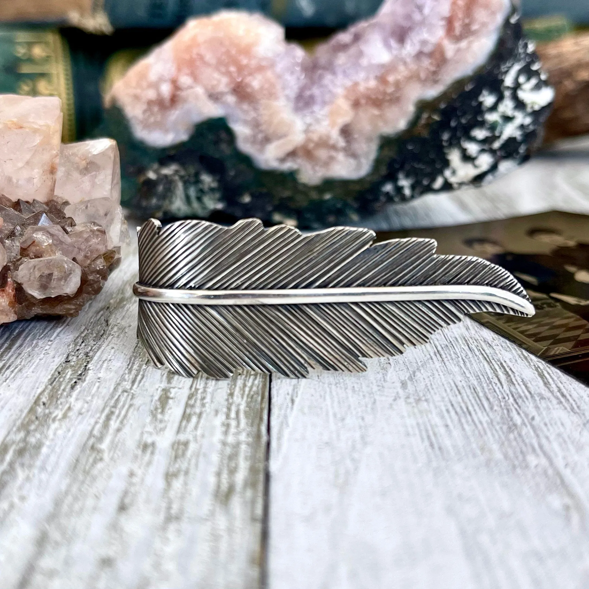 Large Adjustable Sterling Silver Feather Statement Ring  / Curated by FOXLARK Collection