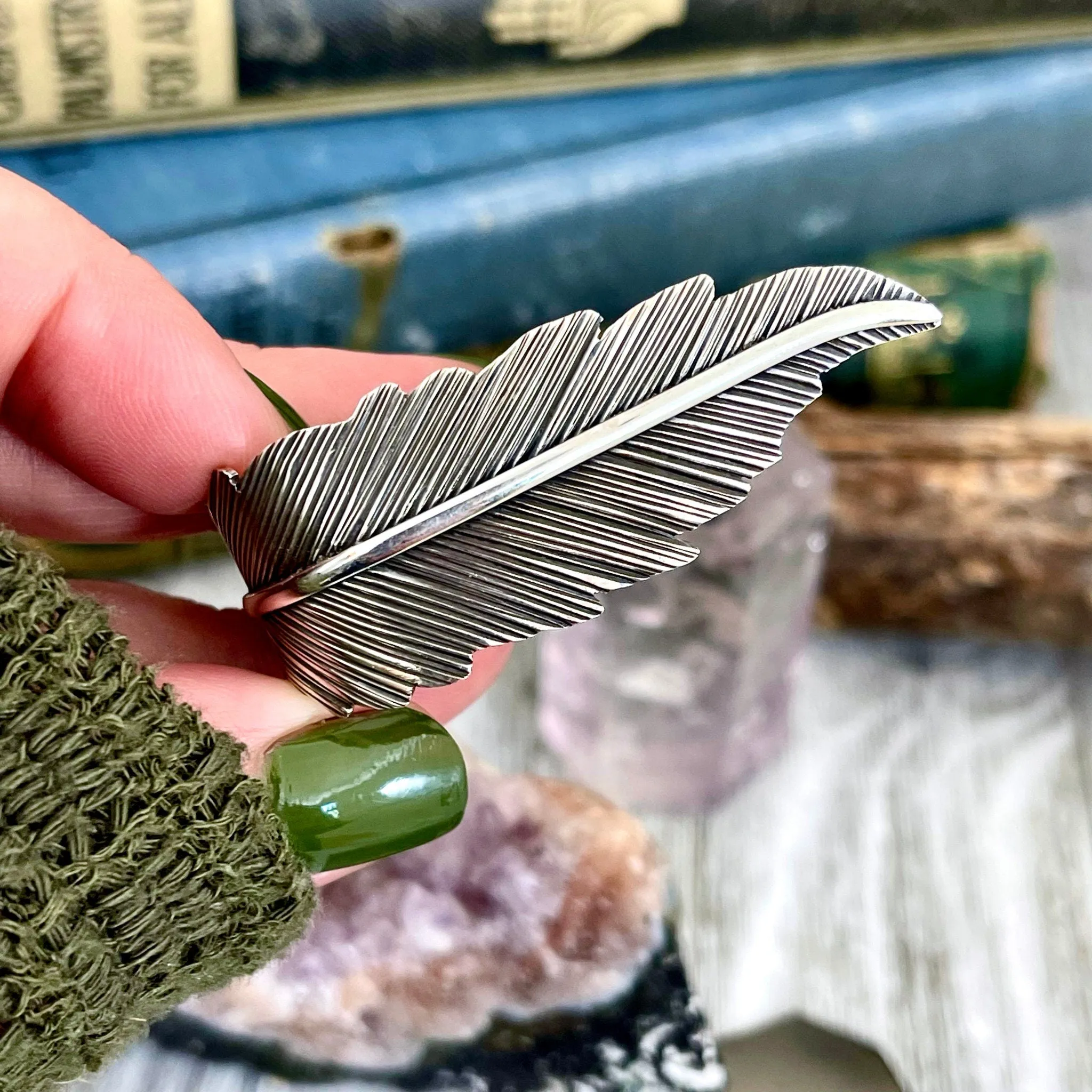 Large Adjustable Sterling Silver Feather Statement Ring  / Curated by FOXLARK Collection