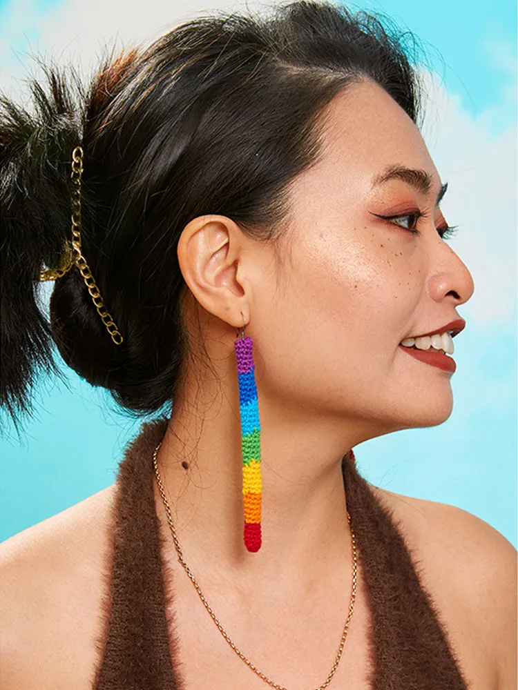 LB Rainbow Colored Asymmetric Ear Clip Earrings LOJL10