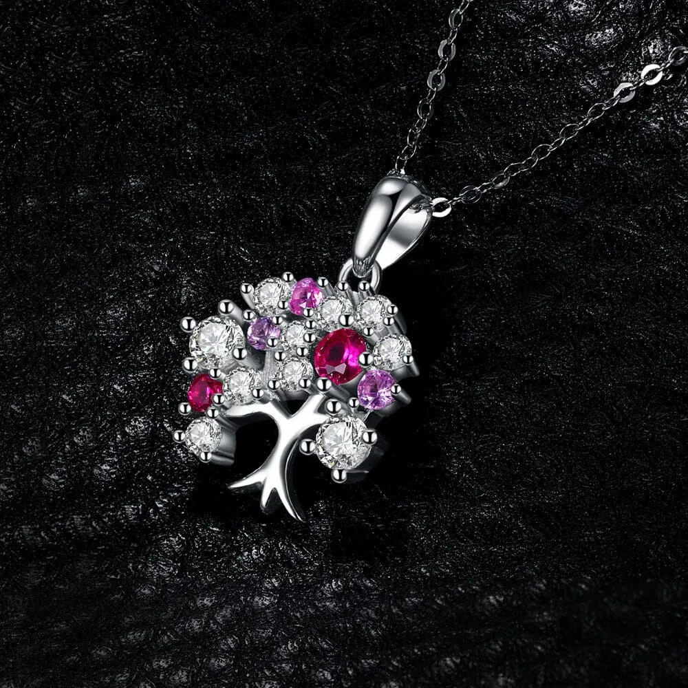 Life Tree Created Ruby - 925 Sterling Silver