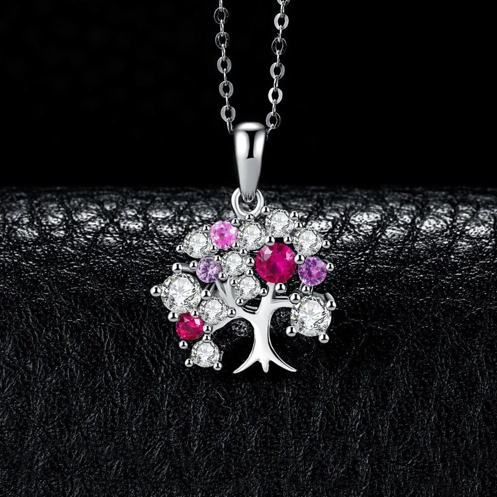 Life Tree Created Ruby - 925 Sterling Silver