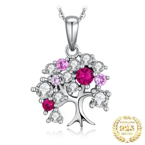 Life Tree Created Ruby - 925 Sterling Silver