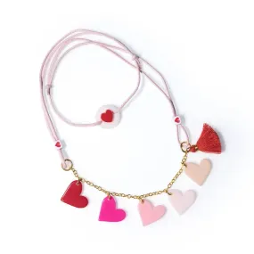 Lilies & Roses Multi Heart Necklace - Red & Pink Shades