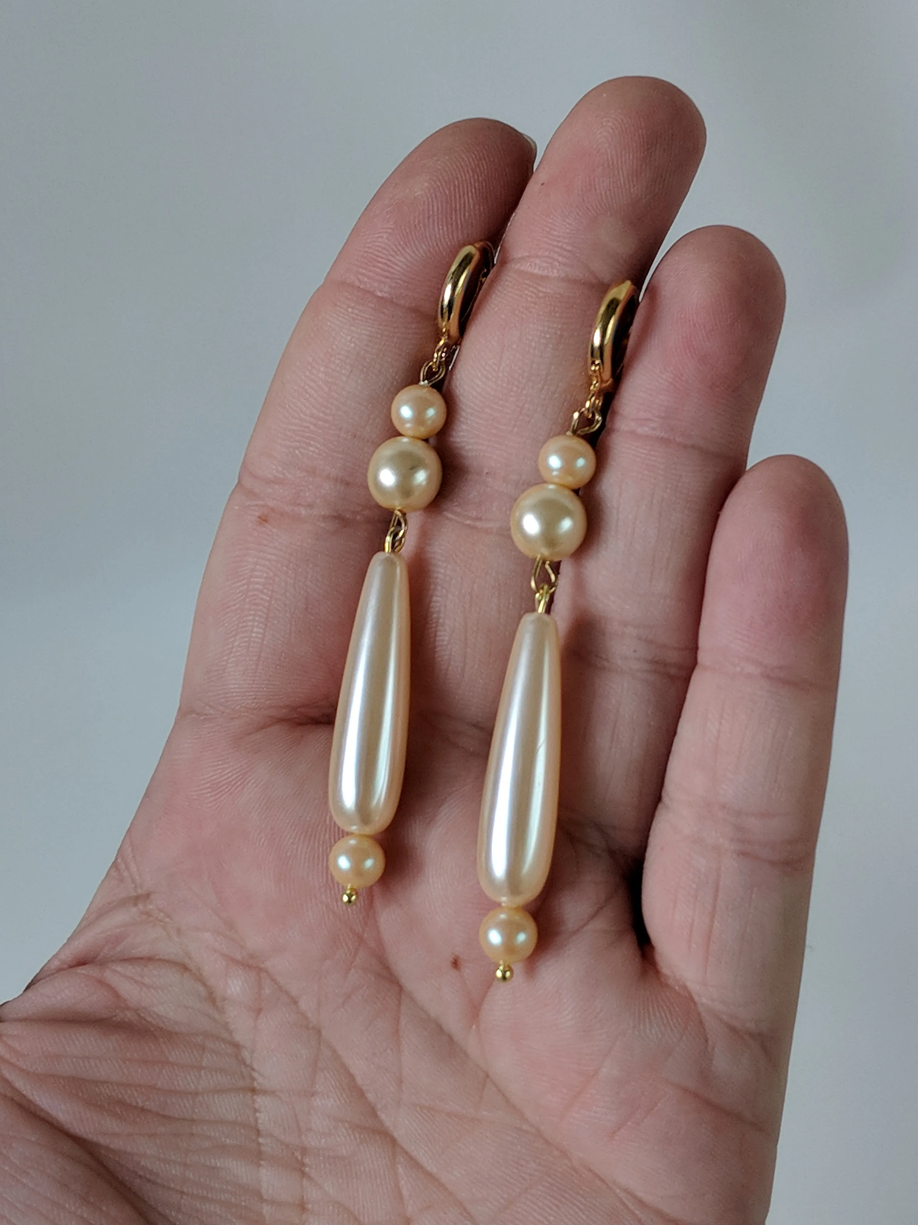 Long Pearl Dangle Earrings - 1820s Earrings