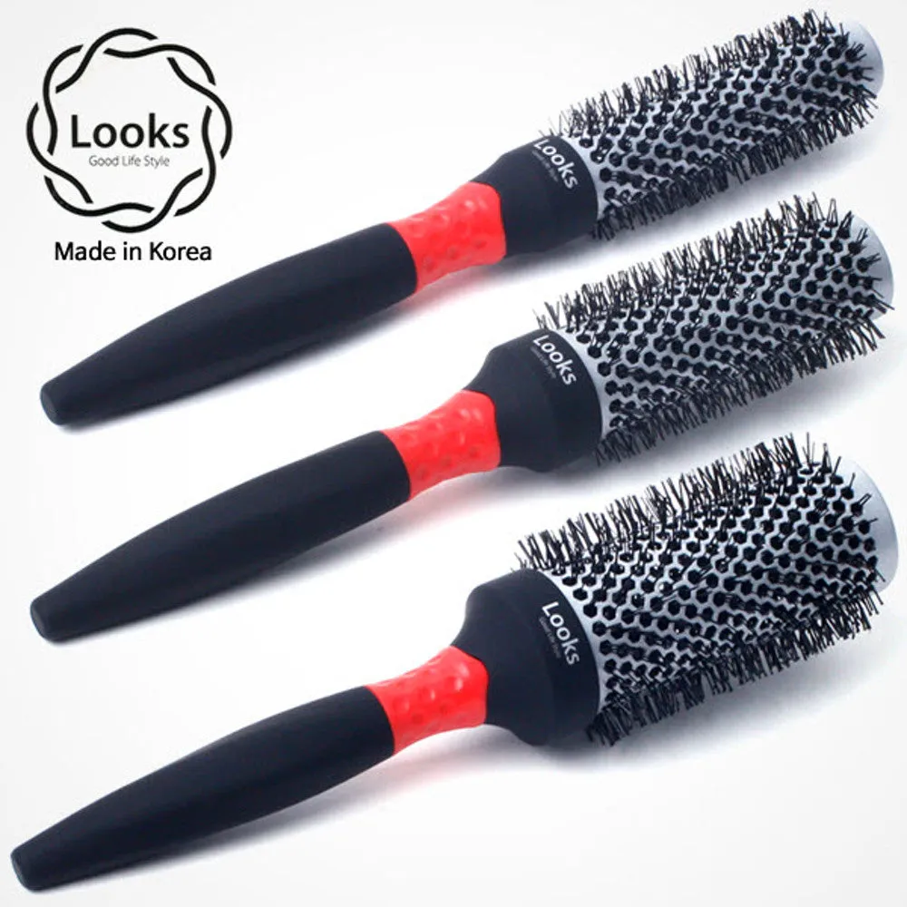 Looks Hot Curling Hair Brushes Combs Beauty Styling Professional Made in Korea