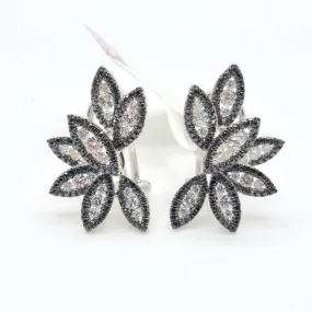 Marquise Illusion Black Diamond Earrings 18K Gold