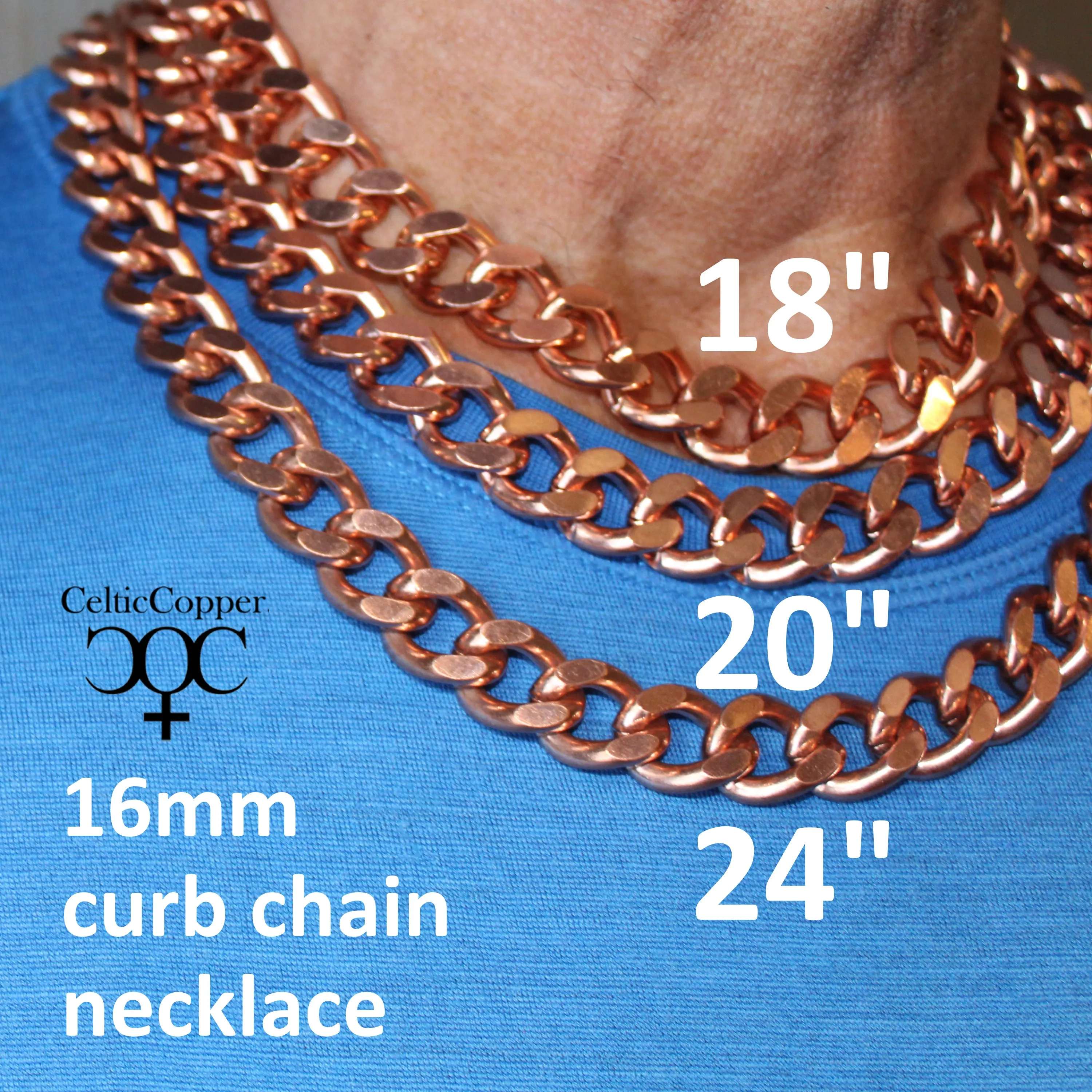 Men's Custom Necklace Chain NC162M Super Chunky 16mm Solid Copper Curb Chain Necklace Custom Size Chain