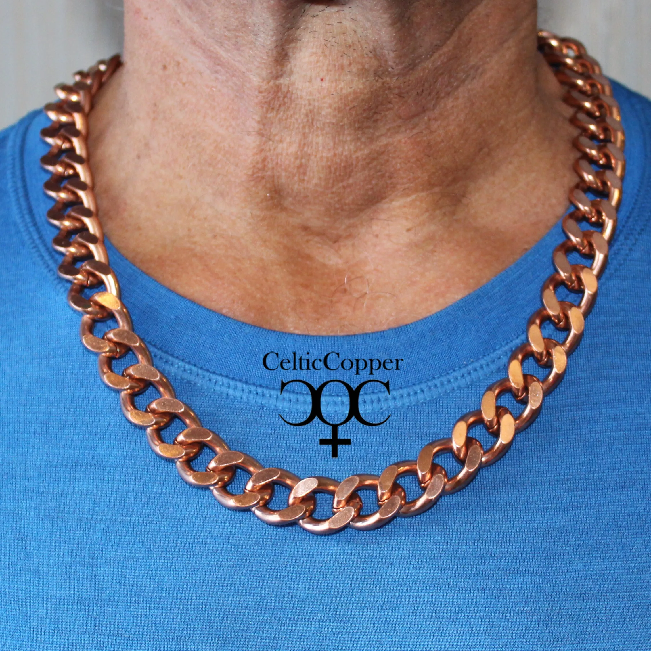 Men's Custom Necklace Chain NC162M Super Chunky 16mm Solid Copper Curb Chain Necklace Custom Size Chain