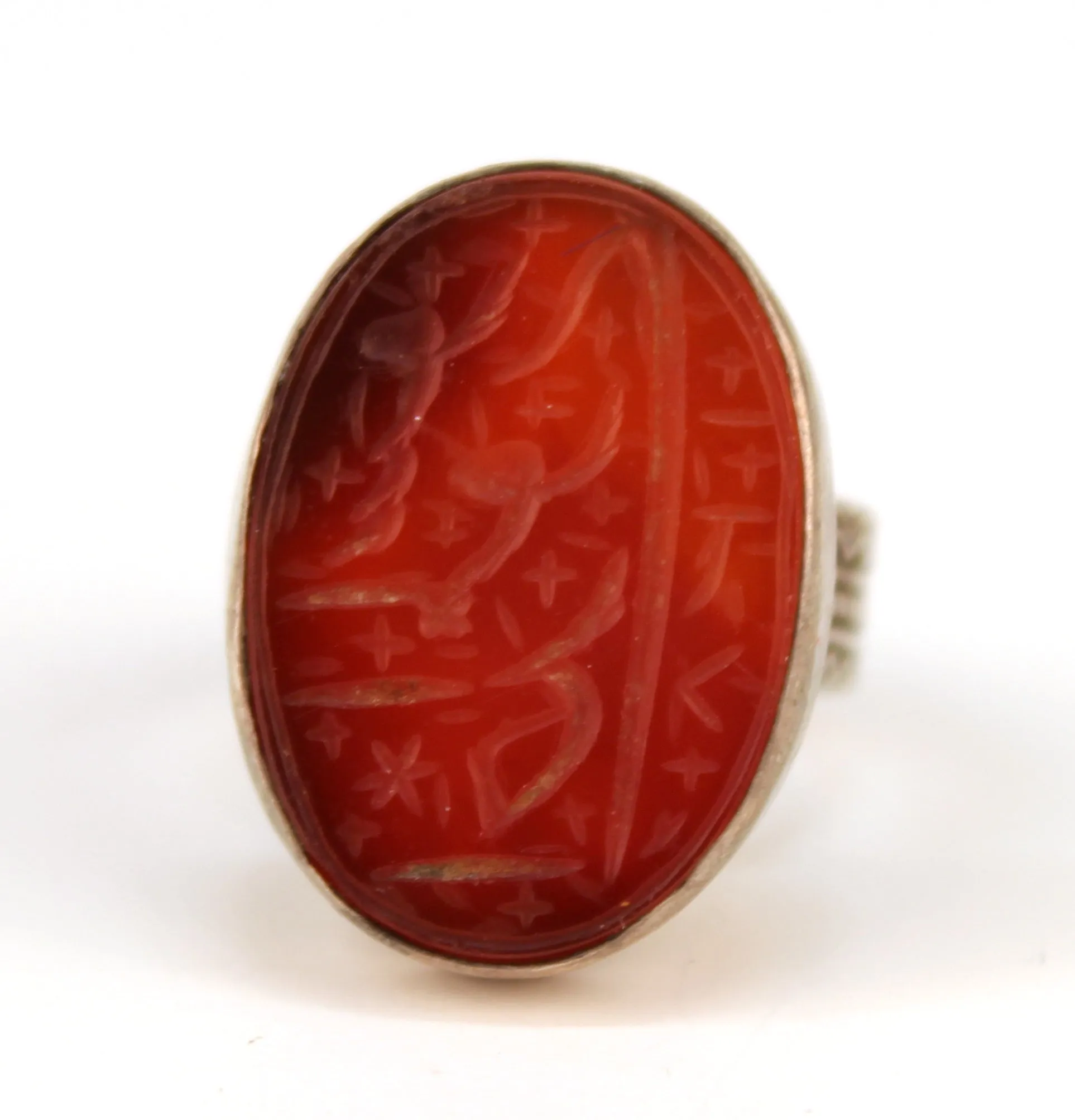 Middle Eastern Intaglio Silver Ring with Arabic Inscription