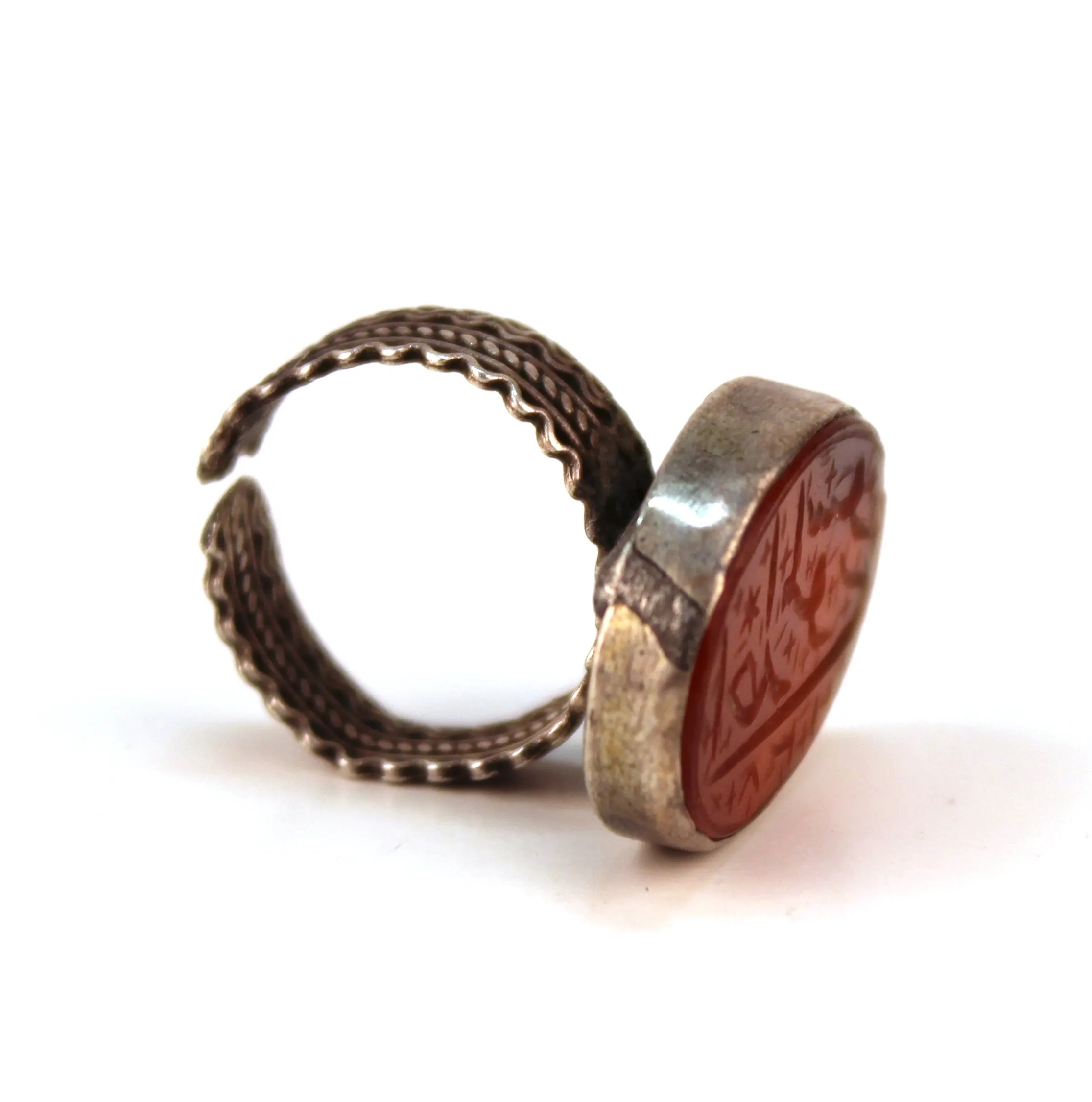 Middle Eastern Intaglio Silver Ring with Arabic Inscription