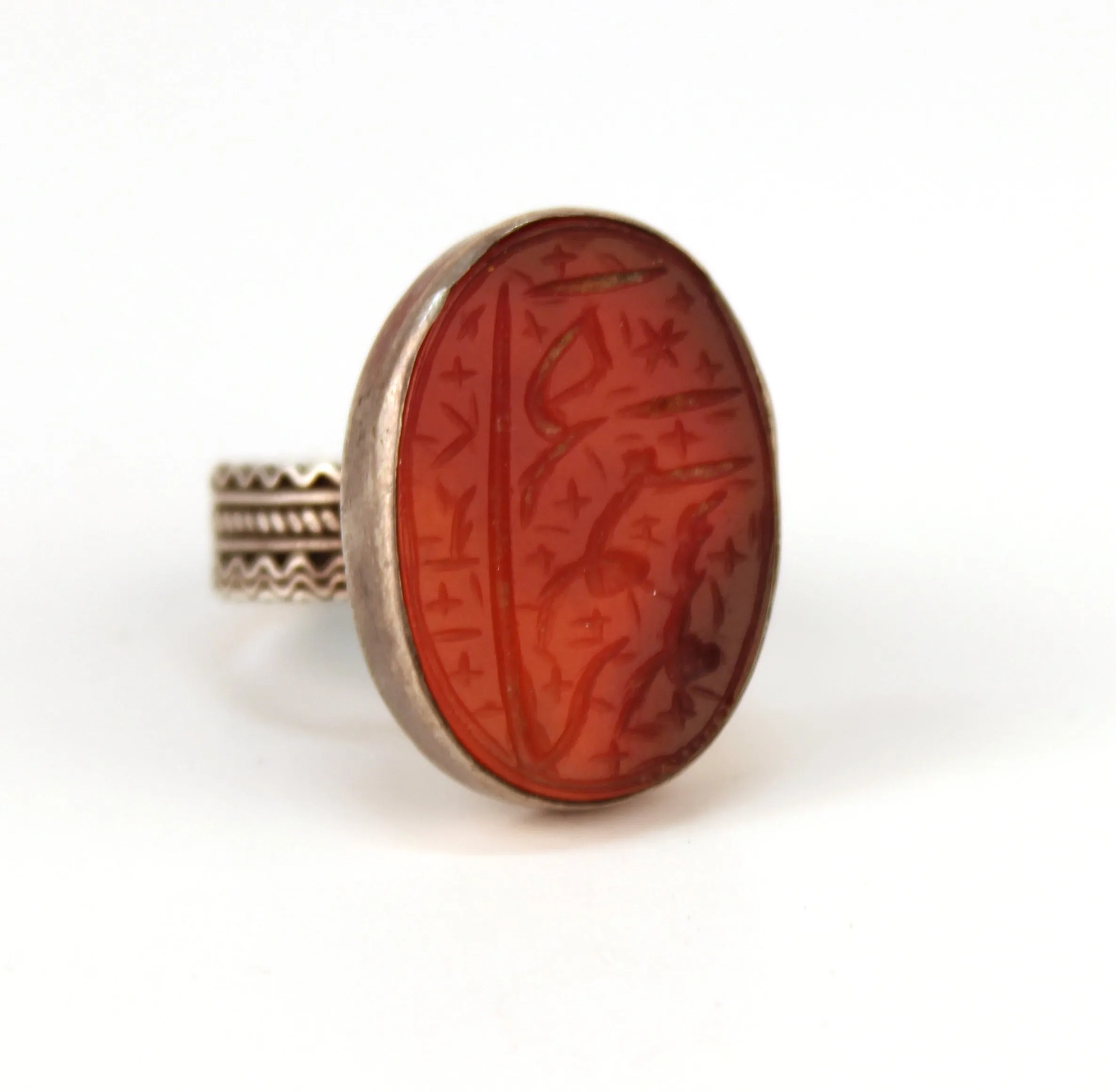 Middle Eastern Intaglio Silver Ring with Arabic Inscription